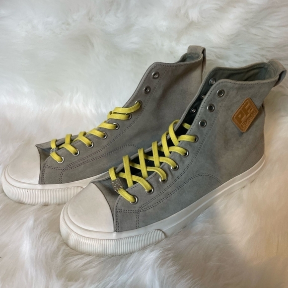 P.F. Flyers Other - PG Flyers Sneakers Gray High-Top Sneakers with Yellow Laces